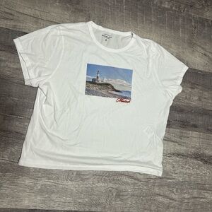 White T-Shirt with Lighthouse Graphic